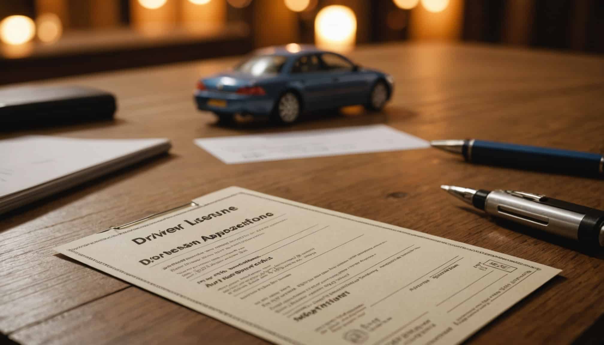 Demande de permis de conduire avec des documents