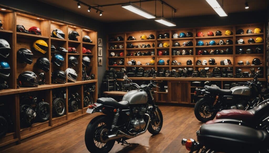 Accessoires de moto en vitrine à Dijon